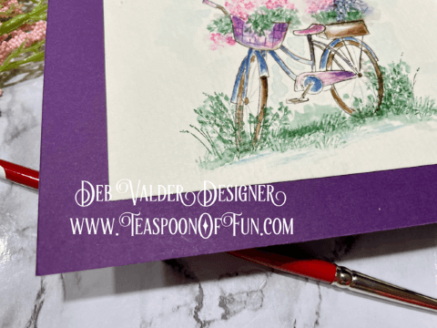 Watercolor this Vintage Bicycle. All products can be found in our Teaspoon Of Fun Paper Crafting Shop at www.TeaspoonOfFun.com/SHOP