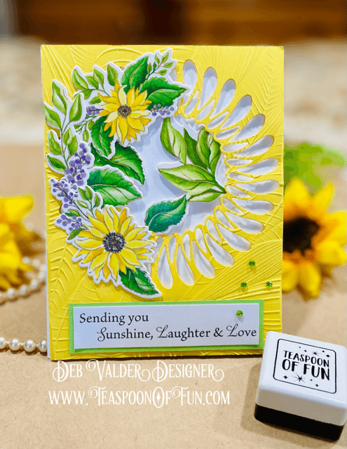 Autumn Leaves and Elegant Sunflowers. All products can be purchased in our Teaspoon Of Fun Paper Crafting Shop at www.TeaspoonOfFun.com/SHOP