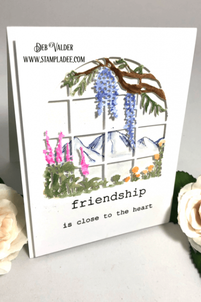 Watercolor Window on the Garden scenery card