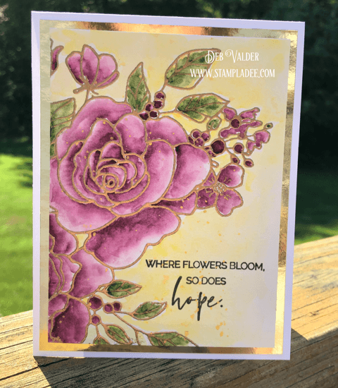 Learn to watercolor a rose with Deb Valder using Teaspoon of Fun's rose stamp set.