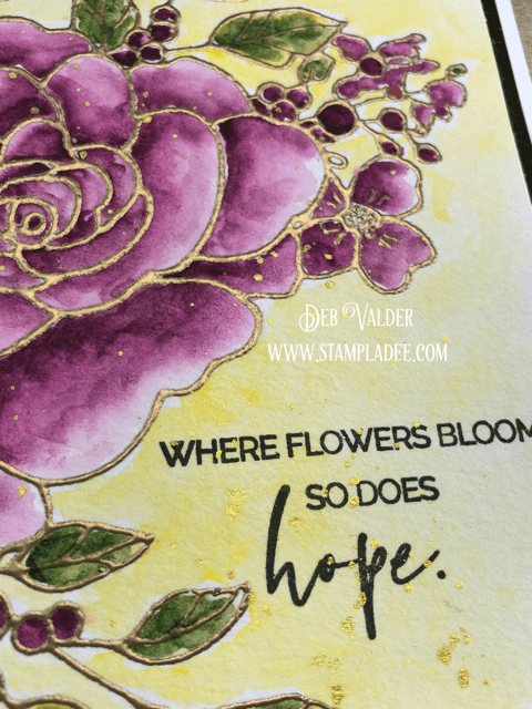 Learn to watercolor a rose with Deb Valder using Teaspoon of Fun's rose stamp set.