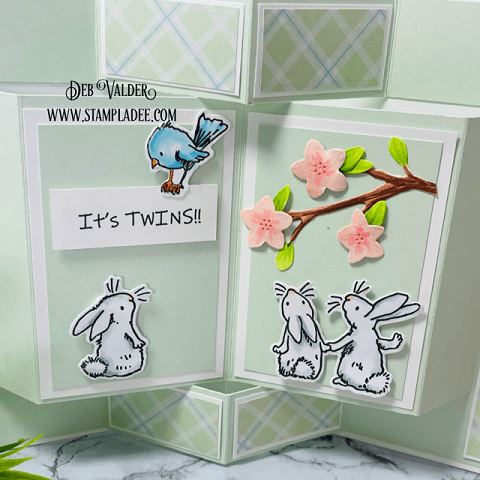 Storybook Popup Card Tutorial using the Bunnies & Robin Stamp combo. All products can be found in our Teaspoon of Fun Shoppe at www.TeaspoonOfFun.com/SHOP