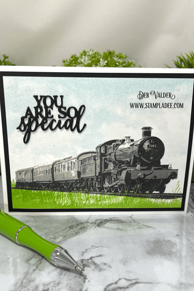 Steam Train Masculine Card. All products can be found in our Teaspoon of Fun Shoppe at www.TeaspoonOfFun.com/SHOP
