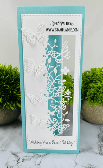 Butterfly Border Peekaboo Card Memory Box Kensington Border. All products can be found in our Teaspoon of Fun Shop at www.TeaspoonOfFun.com/SHOP