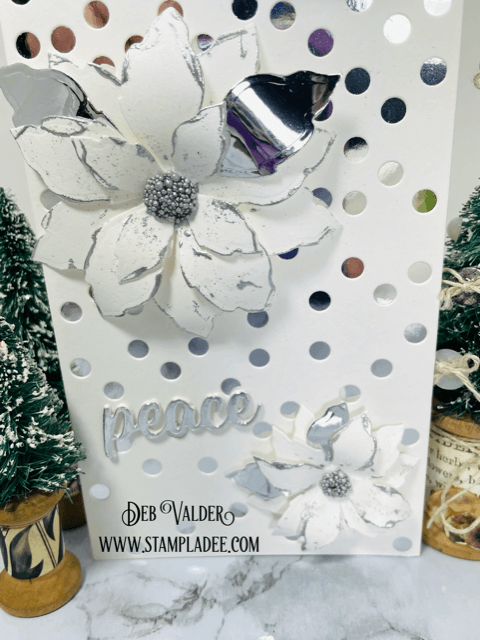 Elegant Silver and White Poinsettia. All products can be found in our Teaspoon of Fun Shop at www.TeaspoonOfFun.com/shop