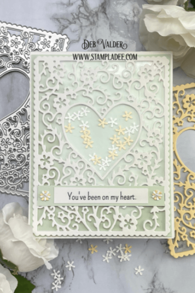 Flowery Heart Frame Card. All products can be found in our Teaspoon of Fun Shop at www.TeaspoonOfFun.com/SHOP