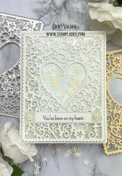 Flowery Heart Frame Card. All products can be found in our Teaspoon of Fun Shop at www.TeaspoonOfFun.com/SHOP