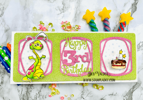 Wobbly Monster Birthday Card. All products can be found in our Teaspoon of Fun Shop at www.TeaspoonOfFun.com/SHOP