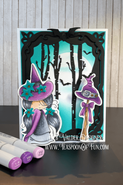 Irresistibly Witchy Halloween Card. All products can be found in our Teaspoon of Fun Paper Crafting Shop at www.TeaspoonOfFun.com/SHOP