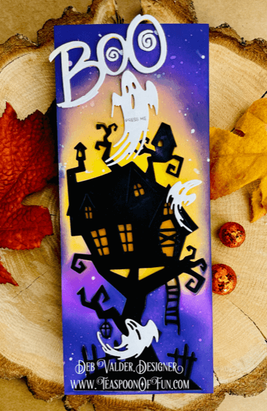 Spooky Halloween Tree House. All products can be found in our Teaspoon Of Fun Paper Crafting Shop at www.TeaspoonOfFun.com/SHOP