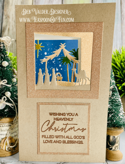 Looking Glass Nativity Accordion Fold. All products can be found in our Teaspoon of Fun Paper Crafting Shop at www.TeaspoonOfFun.com/SHOP