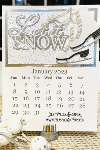 2023 January Calendar Template. All products can be found in our Teaspoon of Fun Paper Crafting Shop at www.TeaspoonOfFun.com/SHOP
