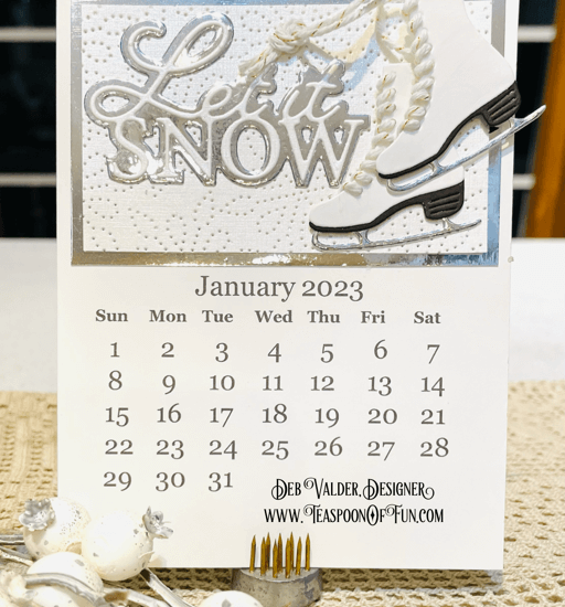 2023 January Calendar Template. All products can be found in our Teaspoon of Fun Paper Crafting Shop at www.TeaspoonOfFun.com/SHOP