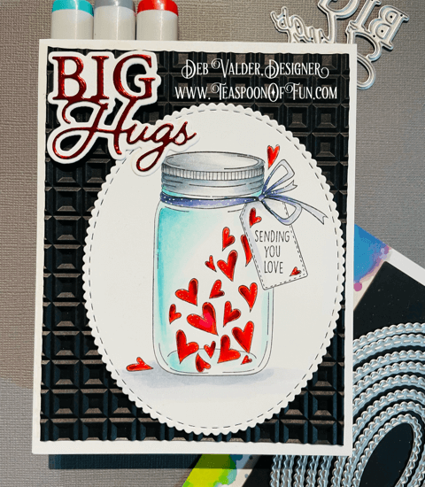 Mason Jar Of Hearts. All products can be purchased in our Teaspoon Of Fun Paper Crafting Shop at www.TeaspoonOfFun.com/SHOP