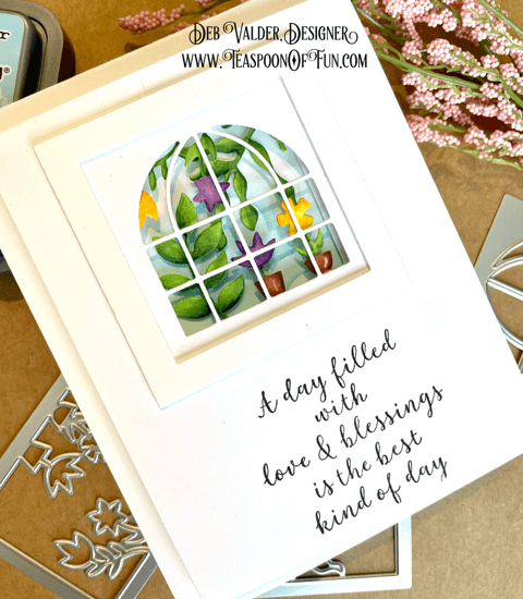 3 Tier Looking Glass Green House. All products can be purchased in our Teaspoon Of Fun Paper Crafting Kit at www.TeaspoonOfFun.com/SHOP