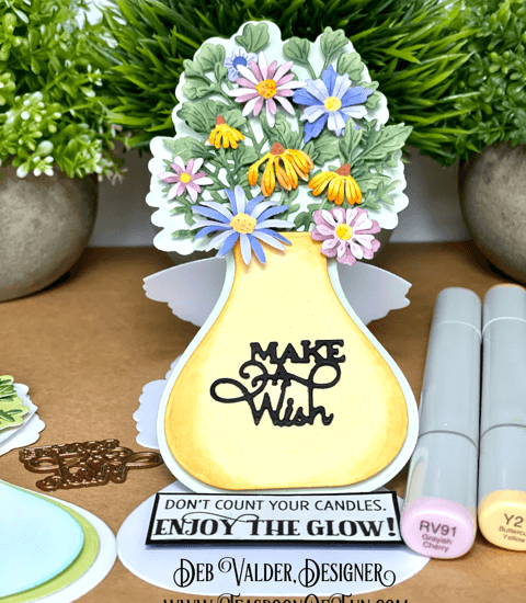 Pop Up Floral Vase Easel Card. All products can be purchased in our Teaspoon Of Fun Paper Crafting Shop at www.TeaspoonOfFun.com/SHOP