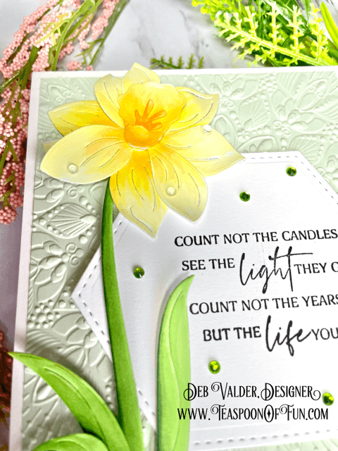 Bringing Carefree Wishes. Daffodil Fancy Die Bringing Carefree. All products can be purchased from our Teaspoon Of Fun Paper Crafting Shop at www.TeaspoonOfFun.com/SHOP