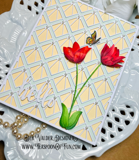 Floating Lattice Plate Card. All products can be purchased from our Teaspoon Of Fun Paper Crafting Shop at www.TeaspoonOfFun.com/SHOP