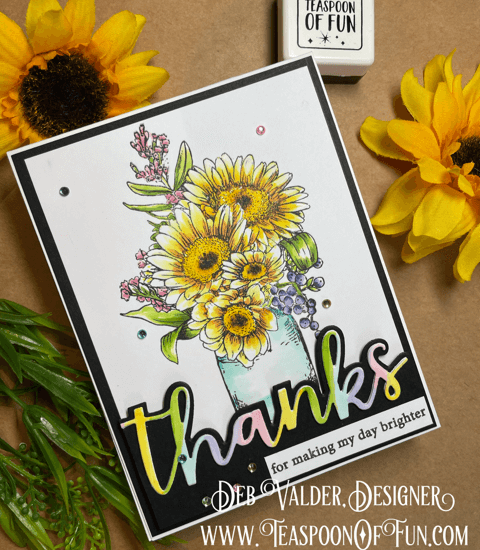 Thanks Edger Meets Gerbera Daisies. All products can be purchased in our Teaspoon Of Fun Paper Crafting Shop at www.TeaspoonOfFun.com/SHOP