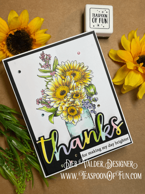 Thanks Edger Meets Gerbera Daisies. All products can be purchased in our Teaspoon Of Fun Paper Crafting Shop at www.TeaspoonOfFun.com/SHOP