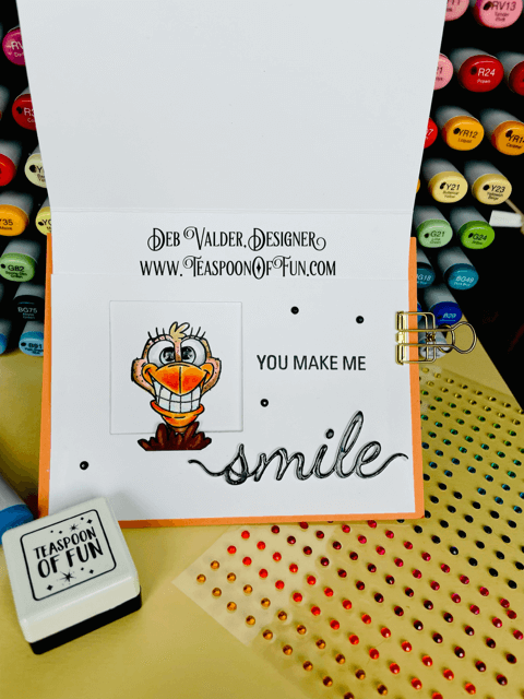 Smiley Ostrich Sneaky Peek Slider. All products can be purchased in our Teaspoon Of Fun Paper Crafting Shop at www.TeaspoonOfFun.com/SHOP