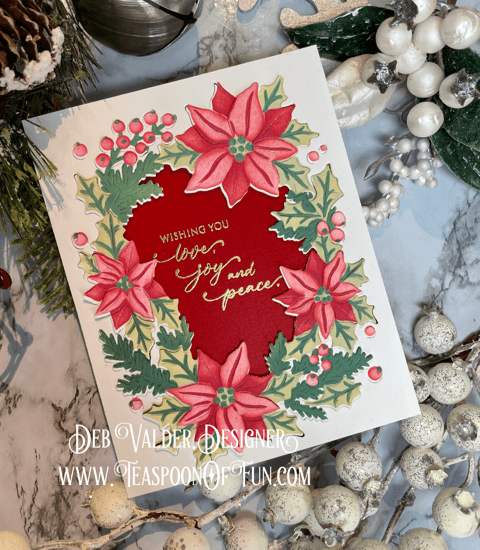 Poinsettia Window Fancy Die. All products can be purchased from Teaspoon Of Fun's Paper Crafting Shop at www.TeaspoonOfFun.com/SHOP