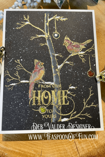 Watercolor Cardinals. All products can be purchased from Teaspoon Of Fun's Paper Crafting Shop at www.TeaspoonOfFun.com/SHOP