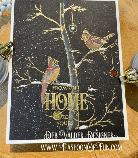 Watercolor Cardinals. All products can be purchased from Teaspoon Of Fun's Paper Crafting Shop at www.TeaspoonOfFun.com/SHOP