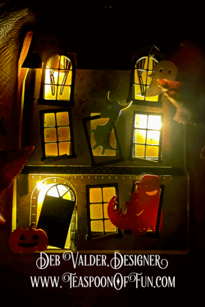 The Haunted Mansion Pop-Up Easel Card. All products can be purchased from Teaspoon Of Fun's Paper Crafting Shop at www.TeaspoonOfFun.com/SHOP