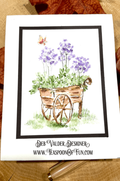 Watercolor Flower Cart. All products can be purchased from Teaspoon Of Fun's Paper Crafting Shop at www.TeaspoonOfFun.com/SHOP