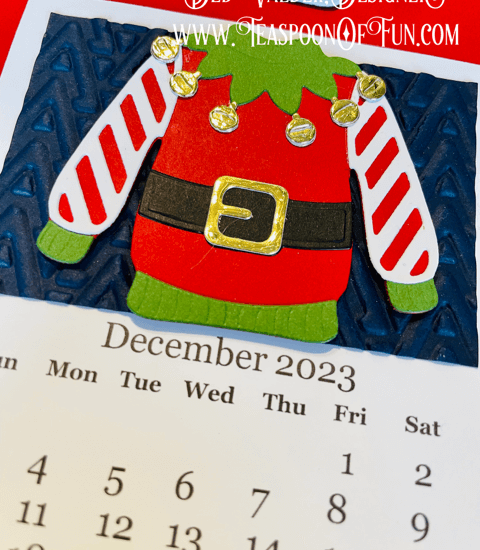 Winning the Ugly Sweater Contest. All products can be purchased from Teaspoon Of Fun's Paper Crafting Shop at www.TeaspoonOfFun.com/SHOP