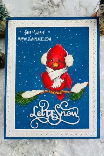 Cardinal In Winter. All products can be purchased from Teaspoon Of Fun's Paper Crafting Shop at www.TeaspoonOfFun.com/SHOP