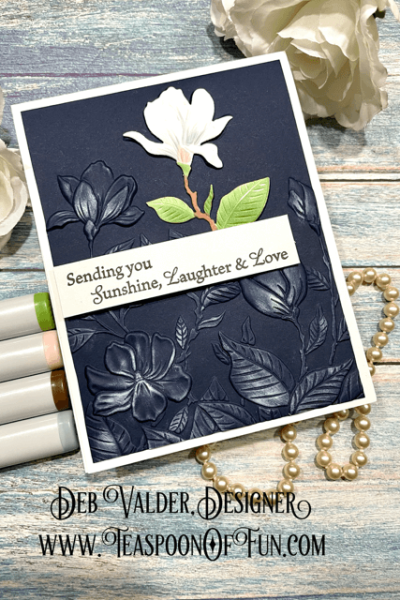 Marvelous Magnolia 3D Embossing Folder. All products can be purchased from Teaspoon Of Fun's Paper Crafting Shop at www.TeaspoonOfFun.com/SHOP