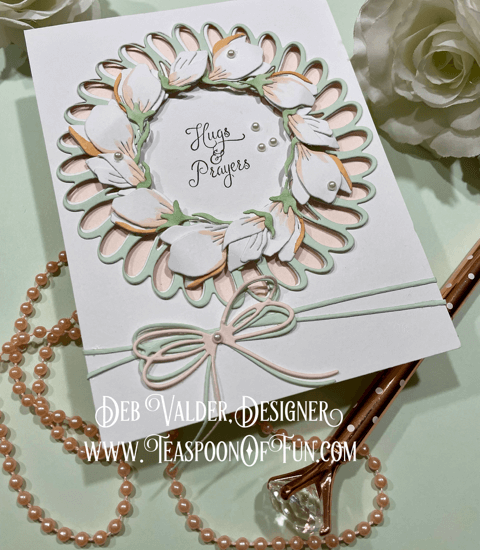 Magnolia Wreath. All products can be purchased in our Teaspoon Of Fun Paper Crafting Shop at www.TeaspoonOfFun.com/SHOP