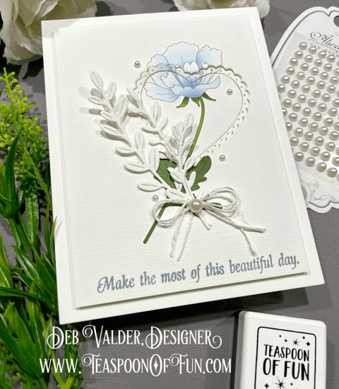 White Anemone Rub On Transfers. All products can be purchased in our Teaspoon Of Fun Paper Crafting Shop at www.TeaspoonOfFun.com/SHOP