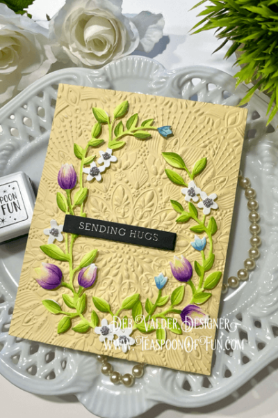 It's a Fancy Floral Wreath. All products can be purchased in our Teaspoon Of Fun Paper Crafting Shop at www.TeaspoonOfFun.com/shop.
