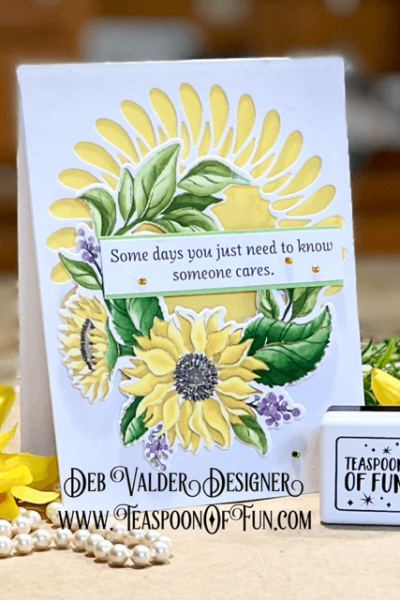 Autumn Leaves and Elegant Sunflowers. All products can be purchased in our Teaspoon Of Fun Paper Crafting Shop at www.TeaspoonOfFun.com/SHOP