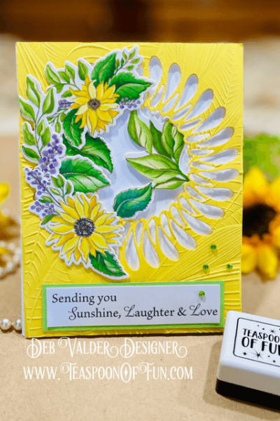 Autumn Leaves and Elegant Sunflowers. All products can be purchased in our Teaspoon Of Fun Paper Crafting Shop at www.TeaspoonOfFun.com/SHOP