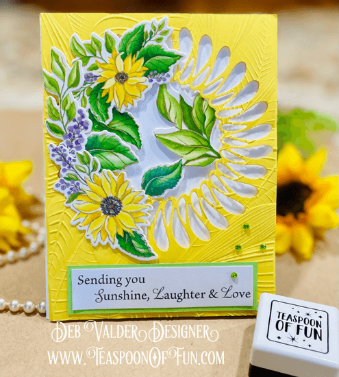 Autumn Leaves and Elegant Sunflowers. All products can be purchased in our Teaspoon Of Fun Paper Crafting Shop at www.TeaspoonOfFun.com/SHOP