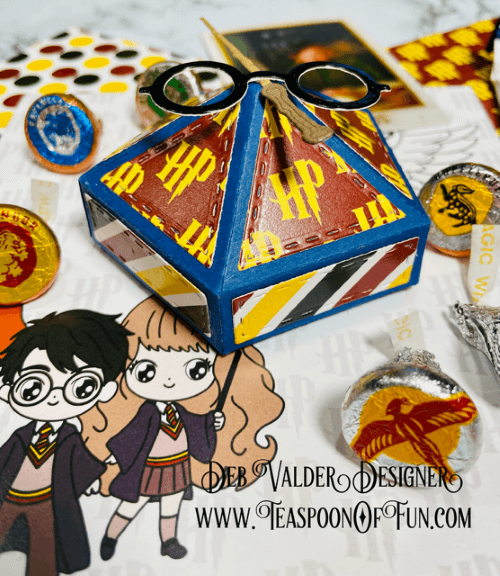 Harry Potter Inspired Pyramid Box. All products can be purchased in our Teaspoon Of Fun Paper Crafting Shop at www.TeaspoonOfFun.com/SHOP.