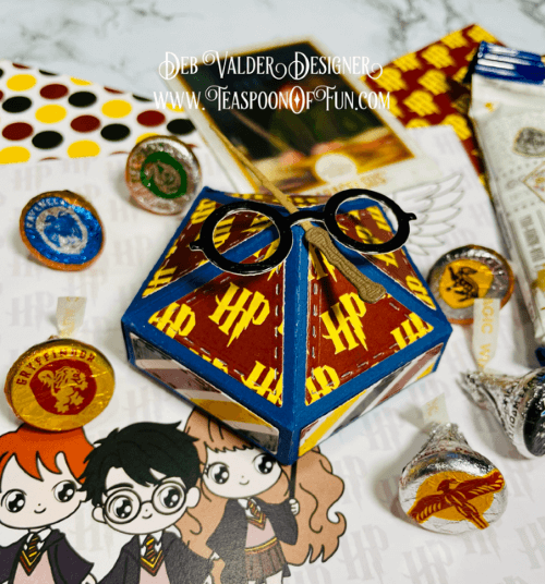 Harry Potter Inspired Pyramid Box. All products can be purchased in our Teaspoon Of Fun Paper Crafting Shop at www.TeaspoonOfFun.com/SHOP.