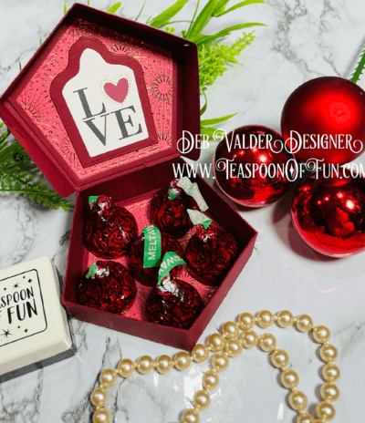 Valentine Pyramid Gift Box Die. All products can be purchased in our Teaspoon Of Fun Paper Crafting Shop at www.TeaspoonOfFun.com/SHOP.