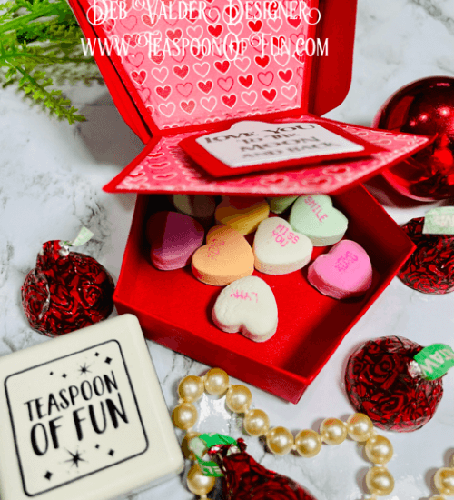 Valentine Pyramid Gift Box Die. All products can be purchased in our Teaspoon Of Fun Paper Crafting Shop at www.TeaspoonOfFun.com/SHOP.