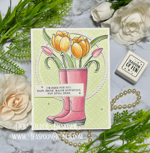 Rain or Shine Tulips in Bloom. All products can be purchased in our Teaspoon Of Fun Paper Crafting Shop at www.TeaspoonOfFun.com/SHOP.