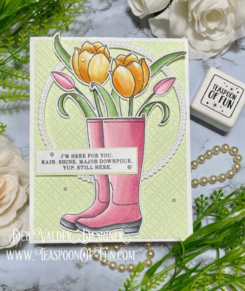 Rain or Shine Tulips in Bloom. All products can be purchased in our Teaspoon Of Fun Paper Crafting Shop at www.TeaspoonOfFun.com/SHOP.