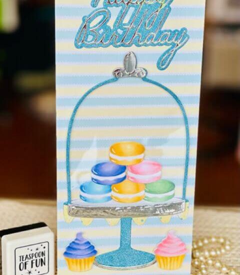 A Cloche Filled With Macarons. All products can be purchased in our Teaspoon Of Fun Paper Crafting Shop at www.TeaspoonOfFun.com/SHOP.