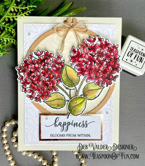 Embroidery Hoops & Hydrangeas. All products can be purchased in our Teaspoon Of Fun Paper Crafting Shop at www.TeaspoonOfFun.com/SHOP.