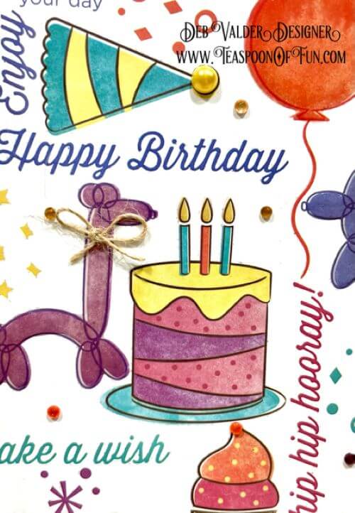 Birthday Party Rub-on Transfers. All products can be purchased in our Teaspoon Of Fun Paper Crafting Shop at www.TeaspoonOfFun.com/SHOP.