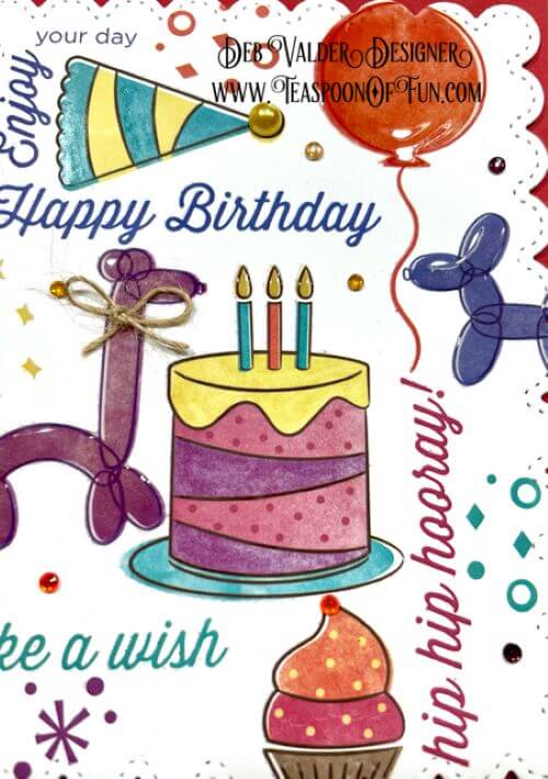 Birthday Party Rub-on Transfers. All products can be purchased in our Teaspoon Of Fun Paper Crafting Shop at www.TeaspoonOfFun.com/SHOP.