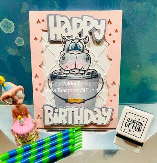 Happy Happy Hippos. All products can be purchased in our Teaspoon Of Fun Paper Crafting Shop at www.TeaspoonOfFun.com/SHOP.
